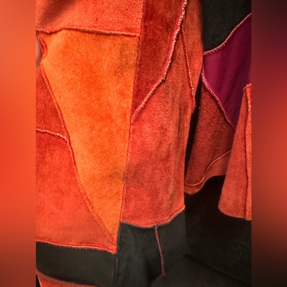Vintage Margaret Godfrey Red Black Pink Patchwork Suede Leather Jacket - Picture 6 of 7
